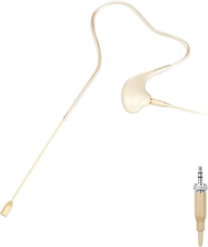 KIMAFUN Headset/Headworn Microphone Single Earset Ear-Hook Over Ear Hanging Condenser Mic Compatible with Audio Technica Wireless System Bodypack Transmitter, Performance, Theater, Lecture - Beige T4 in Kuwait