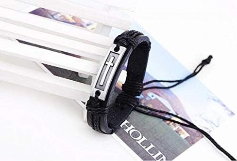 Caiyao Fashion Cross Leather Bracelet Alloy Cross Religious Gifts for Men Jewelry in Kuwait