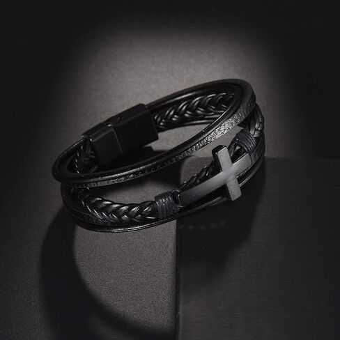Caiyao Fashion Cross Leather Bracelet Alloy Cross Religious Gifts for Men Jewelry in Kuwait
