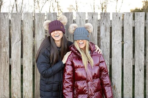 Funky Junque Double Pom Pom Beanie Women Winter Knit Hat Faux Fur Cap in Kuwait