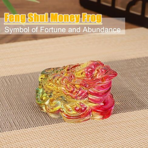 2PCS Crystal Glass Golden Toad Feng Shui Money Frog,2.4in Wealth Lucky Money Toad for Feng Shui Decor Attracting Wealth Success Chinese New Year Gifts in Saudi Arabia
