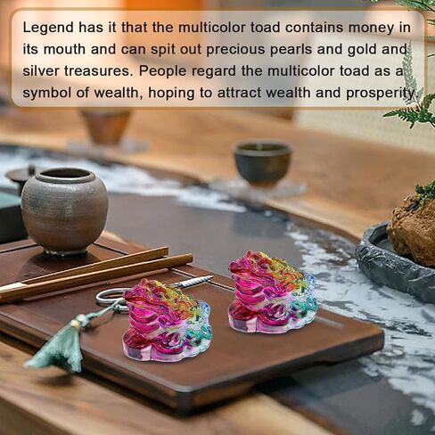 2PCS Crystal Glass Golden Toad Feng Shui Money Frog,2.4in Wealth Lucky Money Toad for Feng Shui Decor Attracting Wealth Success Chinese New Year Gifts in Saudi Arabia