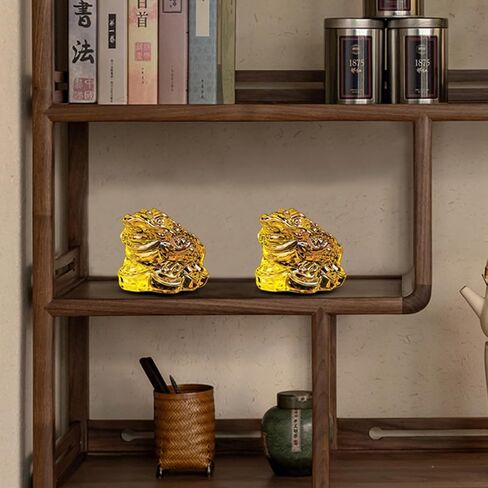 2PCS Crystal Glass Golden Toad Feng Shui Money Frog,2.4in Wealth Lucky Money Toad for Feng Shui Decor Attracting Wealth Success Chinese New Year Gifts in Saudi Arabia