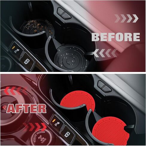 4 Pack Car Cup Coaster - Universal Non-Slip Silicone Cup Holder Coasters,Car Interior Accessories(Red) in Saudi Arabia