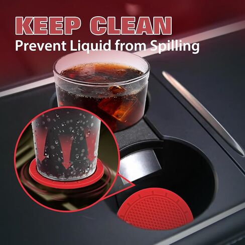 4 Pack Car Cup Coaster - Universal Non-Slip Silicone Cup Holder Coasters,Car Interior Accessories(Red) in Saudi Arabia