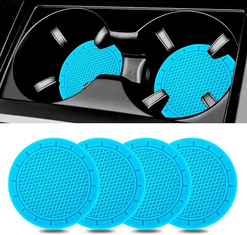 4 عبوات من قواعد أكواب السيارة - قواعد حامل أكواب من السيليكون غير قابلة للانزلاق، ملحقات داخلية للسيارة (أحمر) in Kuwait