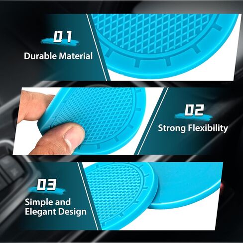 4 عبوات من قواعد أكواب السيارة - قواعد حامل أكواب من السيليكون غير قابلة للانزلاق، ملحقات داخلية للسيارة (أحمر) in Kuwait