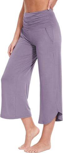 Women's Pajama Pants Bamboo Viscose Wide Leg Yoga Pants Casual High Waisted Lounge Palazzo Pants with Pockets in Saudi Arabia