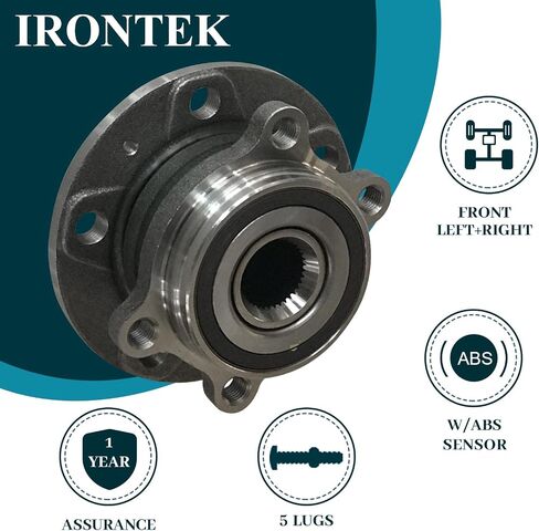 IRONTEK 513253x2P محمل العجلة الأمامية ومجموعة المحور لأودي A3/Q3/TT، لسيارة VW 09-17 تيغوان، 06-17 باسات، 05-13 جيتا، 06-14 VW GTI، 12-14 جولف، 09-17 VW CC، 12-17 بيتل 5 عروات مع ABS in Saudi Arabia