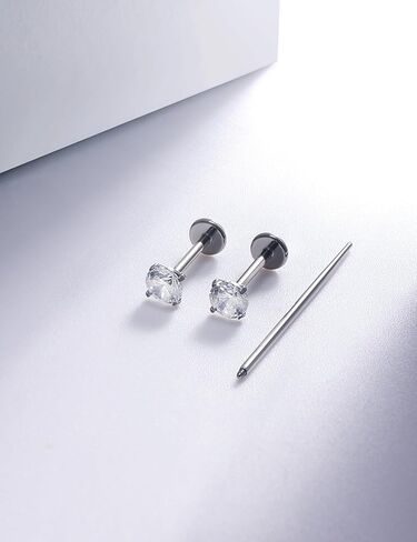 20G 18G 16G Threadless Push In Astm F136 Titanium Nose Ring Studs Flat Back Studs Earrings G23 Titanium Tragus Helix Conch Cartilage Earrings Piercing Jewelry For Women Men CZ 2mm 3mm 4mm in Kuwait