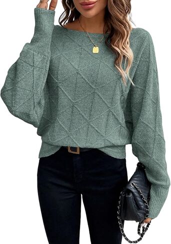Womens Off The Shoulder Sweater Trendy Sweaters for Women 2024 Thin Boat Neck Long Batwing Sleeve Pullover Jumper Tops in Saudi Arabia