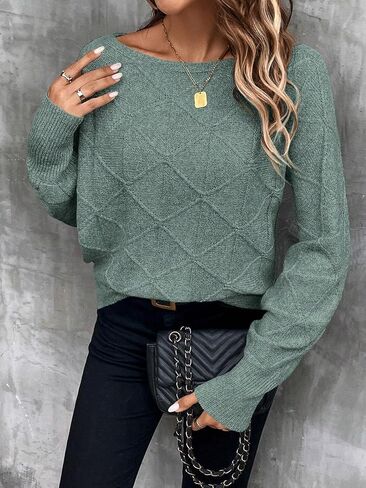 Womens Off The Shoulder Sweater Trendy Sweaters for Women 2024 Thin Boat Neck Long Batwing Sleeve Pullover Jumper Tops in Saudi Arabia