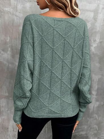 Womens Off The Shoulder Sweater Trendy Sweaters for Women 2024 Thin Boat Neck Long Batwing Sleeve Pullover Jumper Tops in Saudi Arabia