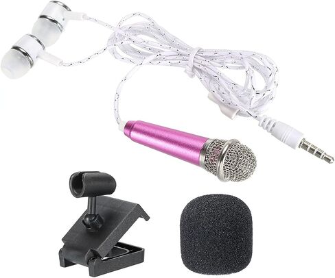PATIKIL Mini Microphone Portable Vocal Microphone Blue for Voice Recording and Singing with Earphone, Mic Stand and Cover Pack of 1 in Saudi Arabia