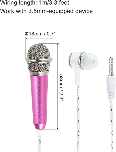PATIKIL Mini Microphone Portable Vocal Microphone Blue for Voice Recording and Singing with Earphone, Mic Stand and Cover Pack of 1 in Saudi Arabia