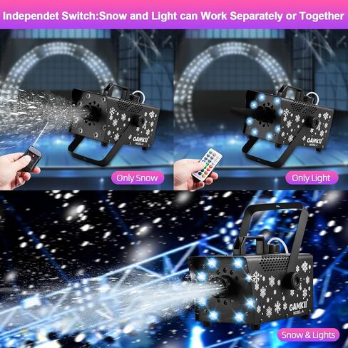 Snow Machine, 800W Snow Making Machine Speed Adjustable with 8 LED Lights & 13 LED Lighting Color & 4 Lighting Mode, Snowflake Maker Ideal for Outdoor Backyard Christmas Wedding Party and Stage in Saudi Arabia