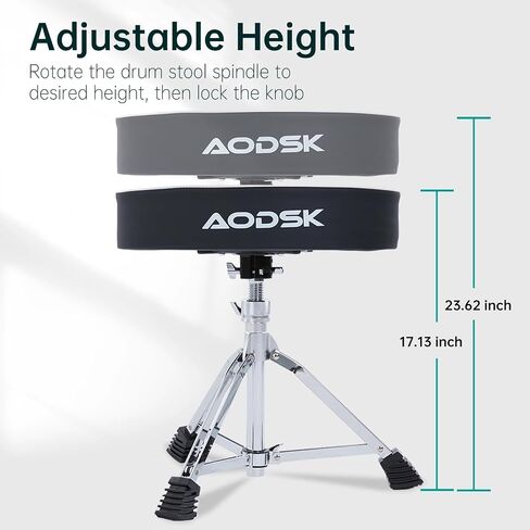 AODSK Drum Throne Set,Padded Drum Seat Drumming Stools,Height Adjustable Drum Seat with Drum Keys and Drum Sticks in Saudi Arabia