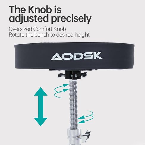 AODSK Drum Throne Set,Padded Drum Seat Drumming Stools,Height Adjustable Drum Seat with Drum Keys and Drum Sticks in Saudi Arabia