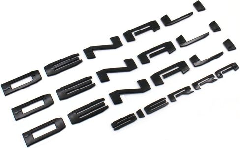 4PCS Gloss Black Door Denali HD Rear Denali Sierra Emblems Letters Compatible with 2019-2024 Sierra 1500 2500hd 3500hd (Denali HD Gloss Black) in Kuwait
