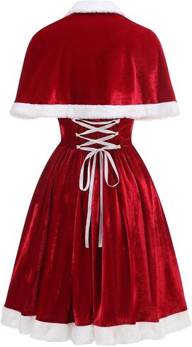 Christmas Costumes for Women Mrs. Claus Adult Costume Red Christmas Dress Suit with Cape Santa Claus Outfit in Saudi Arabia