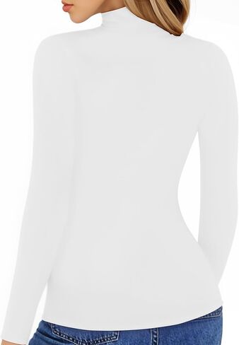 HERLOLLYCHIPS Womens Long Sleeve Tops Mock Turtle Neck Zip Up Short Sleeve Ribbed Deep V Sexy Casual Shirts in Saudi Arabia