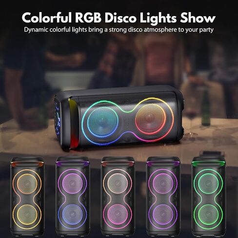 JYX Karaoke Machine Microphones for Adults, Big Bluetooth Party Speaker with LED Disco Light, Support TWS/USB/AUX/TF Card Input, Perfect for Outdoor, Home, Stage Subwoofers in Saudi Arabia