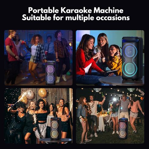 JYX Karaoke Machine Microphones for Adults, Big Bluetooth Party Speaker with LED Disco Light, Support TWS/USB/AUX/TF Card Input, Perfect for Outdoor, Home, Stage Subwoofers in Saudi Arabia
