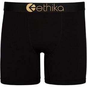 Ethika Mens MID Boxer Brief | *Solids* Modal - Black Gold Metallic