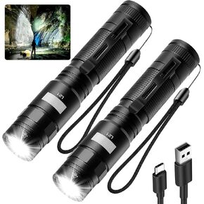 Rechargeable Flashlights 3000 Lumen, Super Bright Flashlight Rechargeable USB-C, Portable LED Flash Light 5 Modes, IPX6 Waterproof, Powerful Flashlight for Home Outage, Outdoor, Emergencies