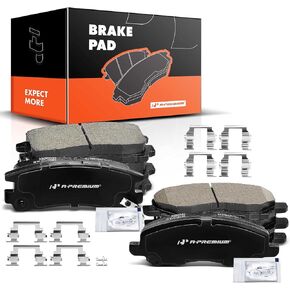 A-Premium Front & Rear Ceramic Disc Brake Pads Set Compatible with Select Chrysler, Dodge and Mitsubishi Models - Stratus/Sebring 2001-2005, Eclipse 2001-2012, Galant 2002-2012, with Hardware, 8 Pcs