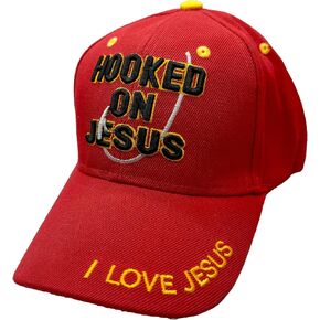 Hooked on Jesus Unisex Embroidered Baseball Cap, Adjustable w/Hook & Loop Strap; Multiple Colors Available
