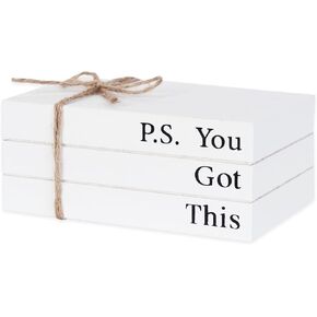 Wooden Decorative Books for Office Decor, But Did You Document It Sign, Rustic White Book Stack Faux Books for Office School Table Shelf Mantle