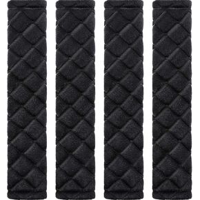 Che Yuefu's Soft car seat Belt Shoulder pad Cushions Neck and Shoulder Pressure, Suitable for Adults, Children, Cars, Trucks, SUVs, and Backpacks 4 Pieces (Black)