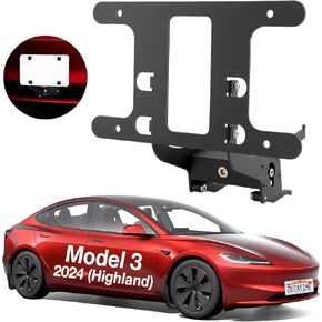 Front License Plate Holder for Tesla Model 3 2024 Highland Refresh, Lockable License Plate Mount Kit with Anti-Theft Features, Aluminum License Plate Frame for Model 3 Accessories