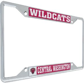 Desert Cactus Central Washington University License Plate Frame Wildcats CWU Wellington Metal Car Tag Holder for Front or Back of Car Officially Licensed (Mascot)