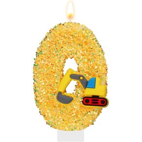 Construction Birthday Candle, Yellow Truck Excavator Candles Construction Cake Topper Birthday Decorations Party Supplies for Boys (Number 1)