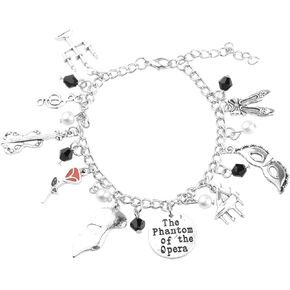 BEKECH Phantom Opea Charm Bracelet Opera Mask Rose Charm Bracelet Horror Broadway Musical Jewelry Theater Gift