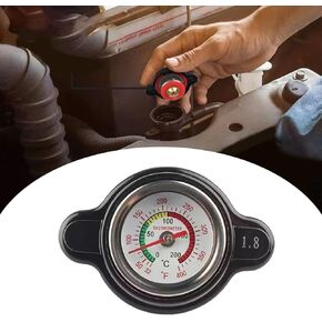 Pack-1 Car High-Pressure Radiator Cap, 1.8 Bar Car Water Tank Cover with Temperature Measurement, Universal Vehicle Prevent Water Tank From Leaking Aluminum Fuel Tank Cap (Black)
