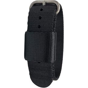 BERTUCCI Mens G–Type Comfort-Webb Black Nylon Webbing Strap Matte Stainless Steel Buckle Watch