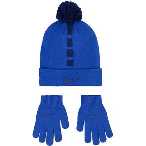 Nike Big Kids' Elite Beanie and Gloves Set (One Size, Game Royal/Black)