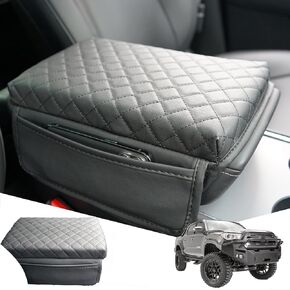 2025 New Car Center Console Cover for Toyota Tacoma 2016-2025, Black Leather Car Armrest Cover Cushion with 2 Storage Bags for Toyota Tacoma Car Accessories 2025 2024 2023 2022 2021 2020 2019 2018
