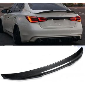 Rear Spoiler Wings Compatible with Infiniti Q50 2014-2024 Trunk Spoiler Wing Trunk Tail Rear Trunk Lid,Glossy Black Style Performance - PSM Style,Carbon Fiber Black