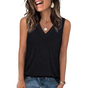 WIHOLL Tank Tops for Women Summer V Neck T Shirts Trendy Sleeveless Basic Tee Loose Fit 2025 Fashion