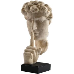 Sandstone Resin Sculpture Thinker Style Abstract Sculpture Statue Collectible Figurines Home Office Bookshelf Desktop Decor - Decorative Art, Silence is Gold, No Speak Modern Objects