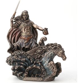 تصميم Veronese 9 1/2 بوصة Manannan Mac Lir الأيرلندي إله البحر تمثال راتنج مصبوب بارد لمسة برونزية