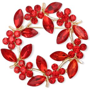 EVER FAITH Austrian Crystal Flower Wreath Brooches Pin, Vintage Inspired Hollow Garland Brooch Clip for Women