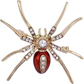 SELOVO Halloween Fashion Red Enamel Spider Brooch Pin ذهبي اللون كريستال شفاف in Kuwait