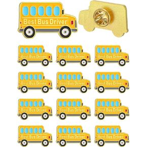 12 Pcs School Bus Driver Appreciation Gifts Bulk School Bus Driver Enamel Pins Bus Driver Accessories for Men Women Graduation Retirement Teacher's Day Gifts