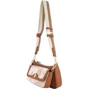 Tommy Bahama Women's Double Crossbody Bag Purse, Small Shoulder Handbag with Adjustable Strap and Leather Trim