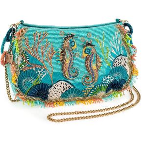 Mary Frances Reef Rider Beaded Sea Horses Crossbody Handbag, Multi